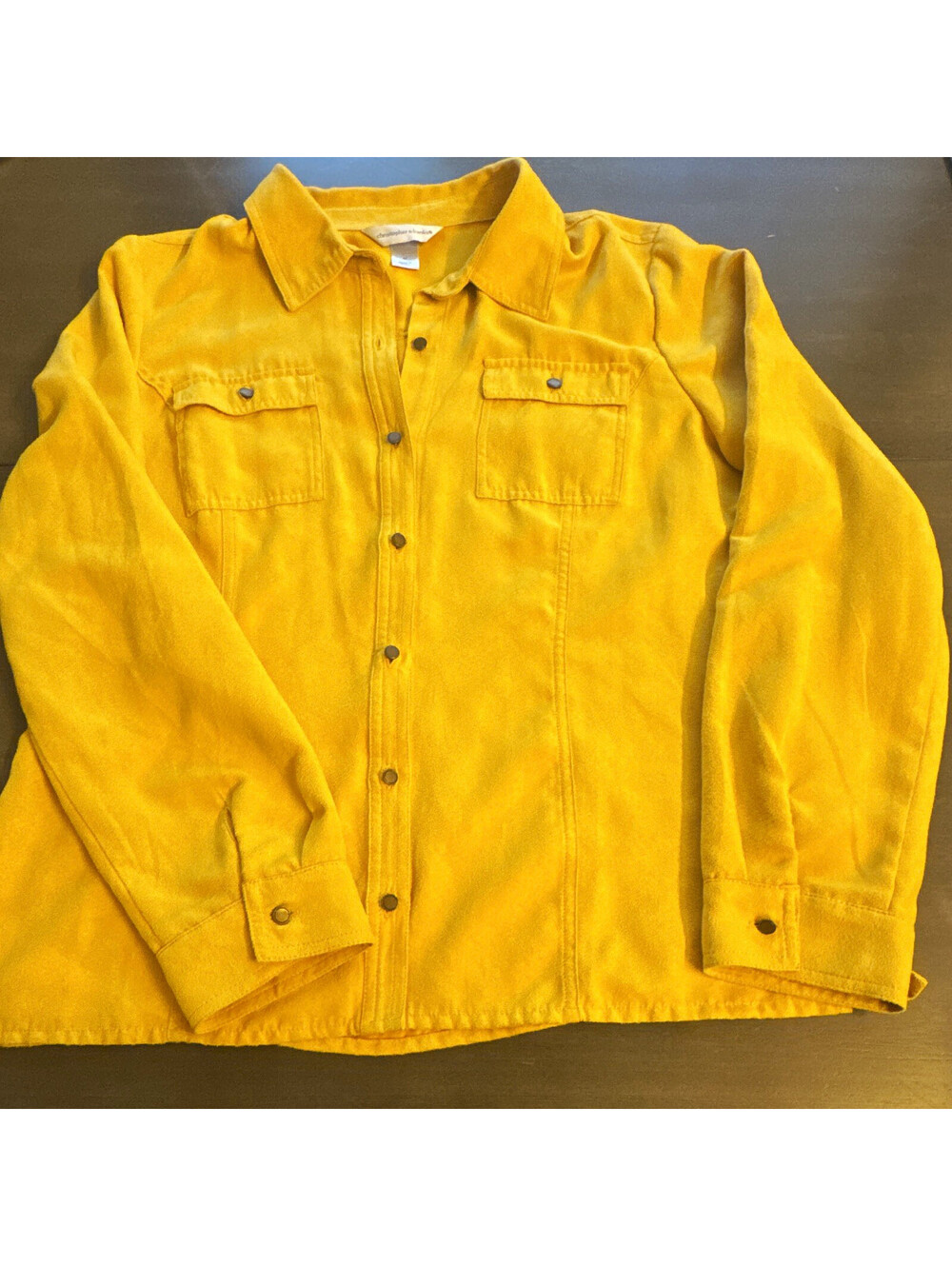 Christopher & Banks Woman Yellow Collared Button-Up Long Sleeve Pockets M [COPY]